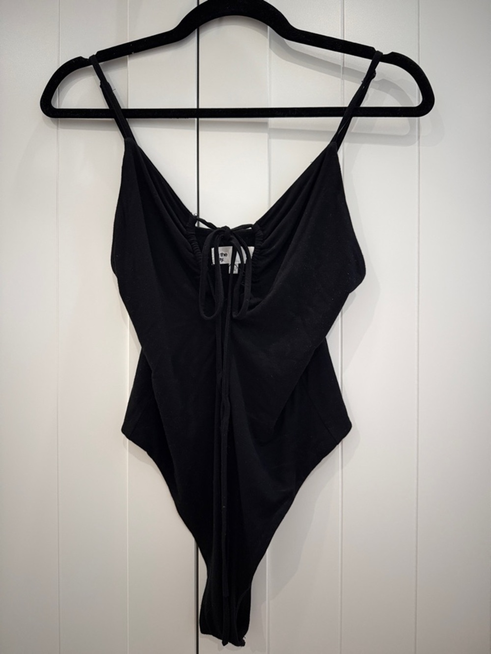 By The Way Revolve Black Tie-Front Bodysuit